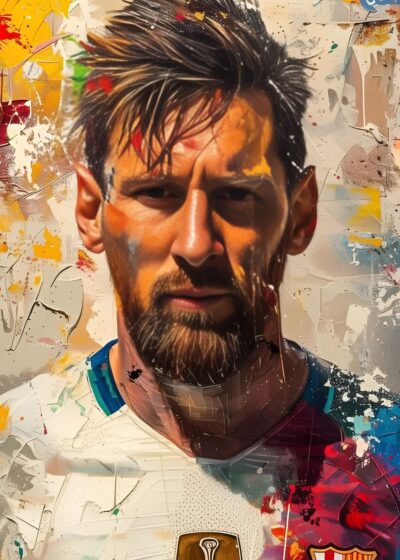 Plakat Lionel Messi Malowany Pędzlem
